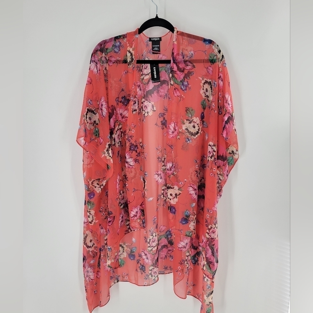 Express Kimono One‎ Size Red Floral New